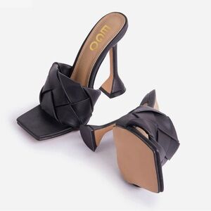 EGO Woven Square Peep Toe Mule Heel